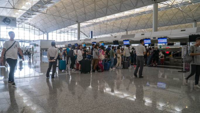 香港赤喇角机场排队延时摄影