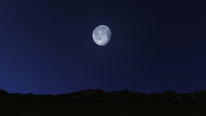 夜空弯月月缺月亮夜色山峦