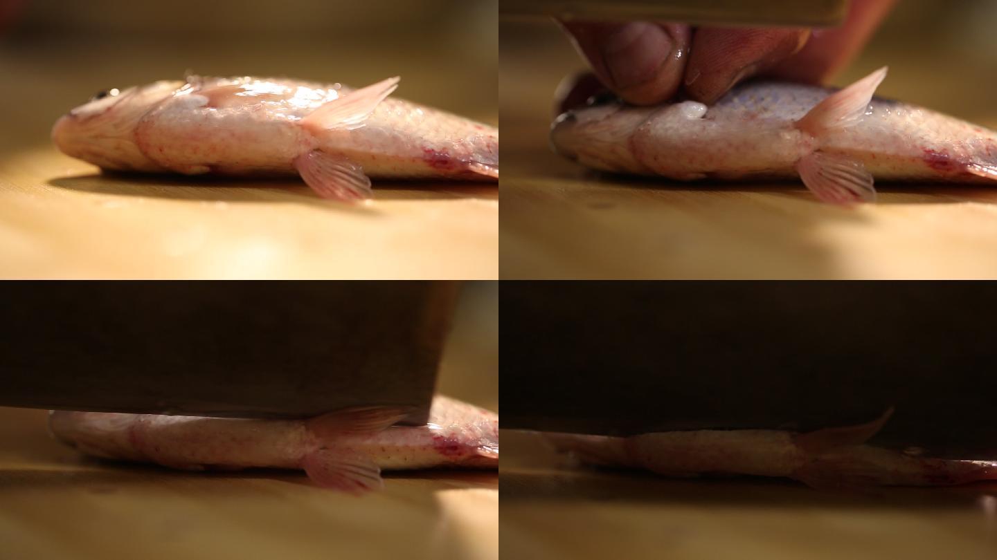 菜刀处理小鲫鱼去内脏 (5)