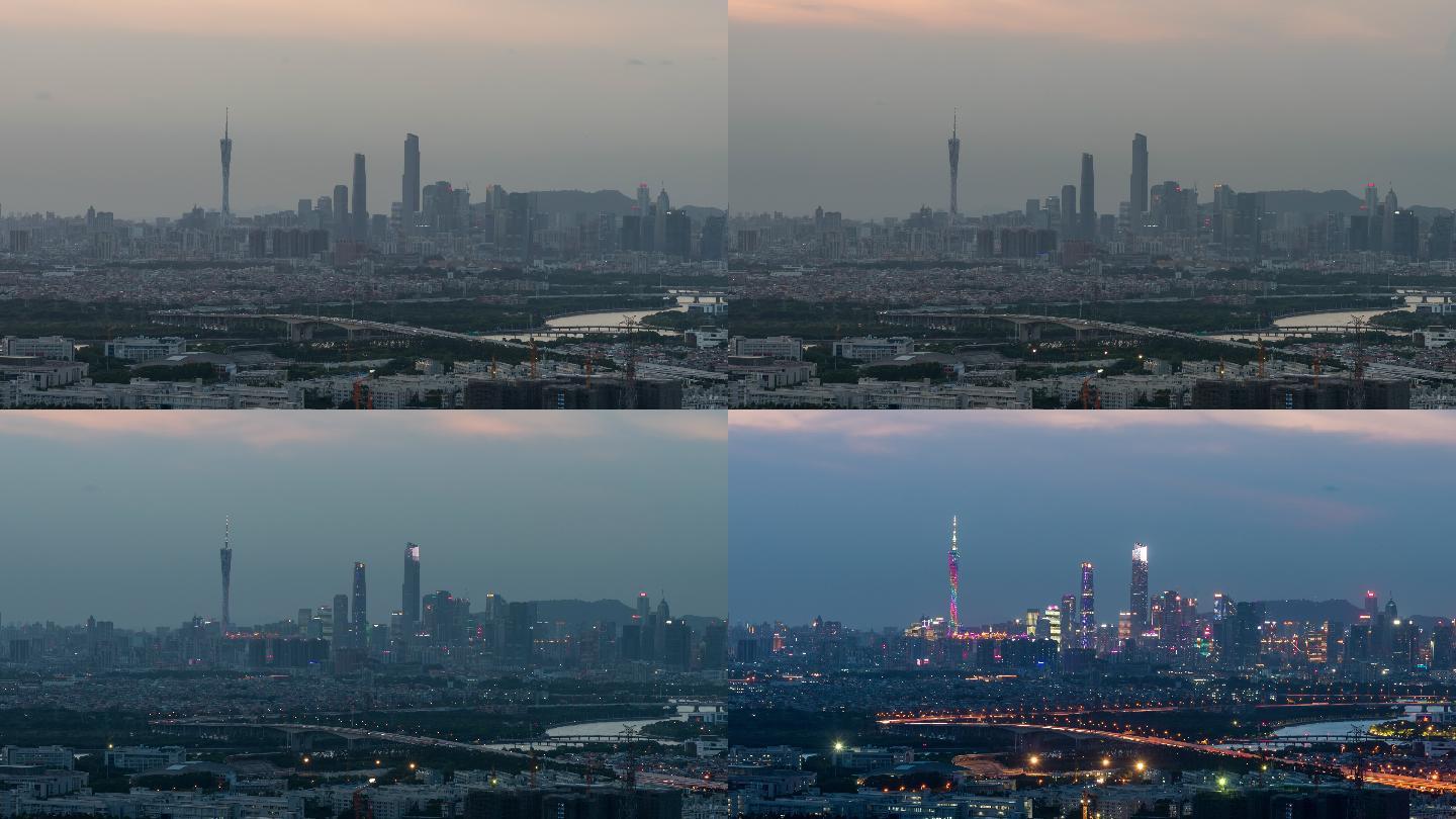 【4K超清】广州番禺区瞰高速与珠江新城