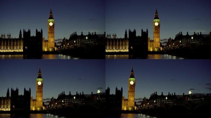 夜间的议会大厦和威斯敏斯特大桥夜间