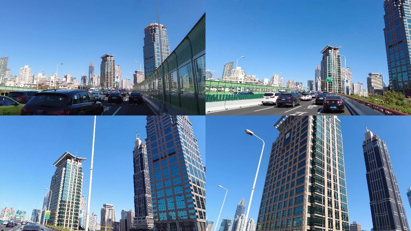 上海高架行车沿路风景