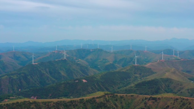 灵宝大青山风力发电机站延时航拍