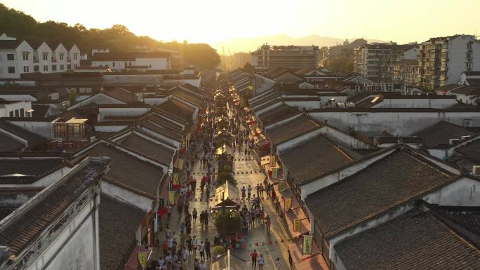 杭州城市航拍河坊街全景