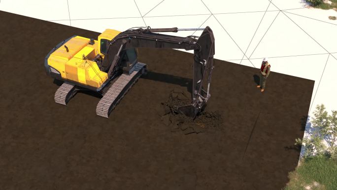 3D挖掘机挖泥物理仿真视频素材