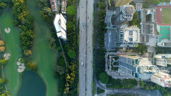 俯拍上帝视角马路 跟踪 车流 深圳