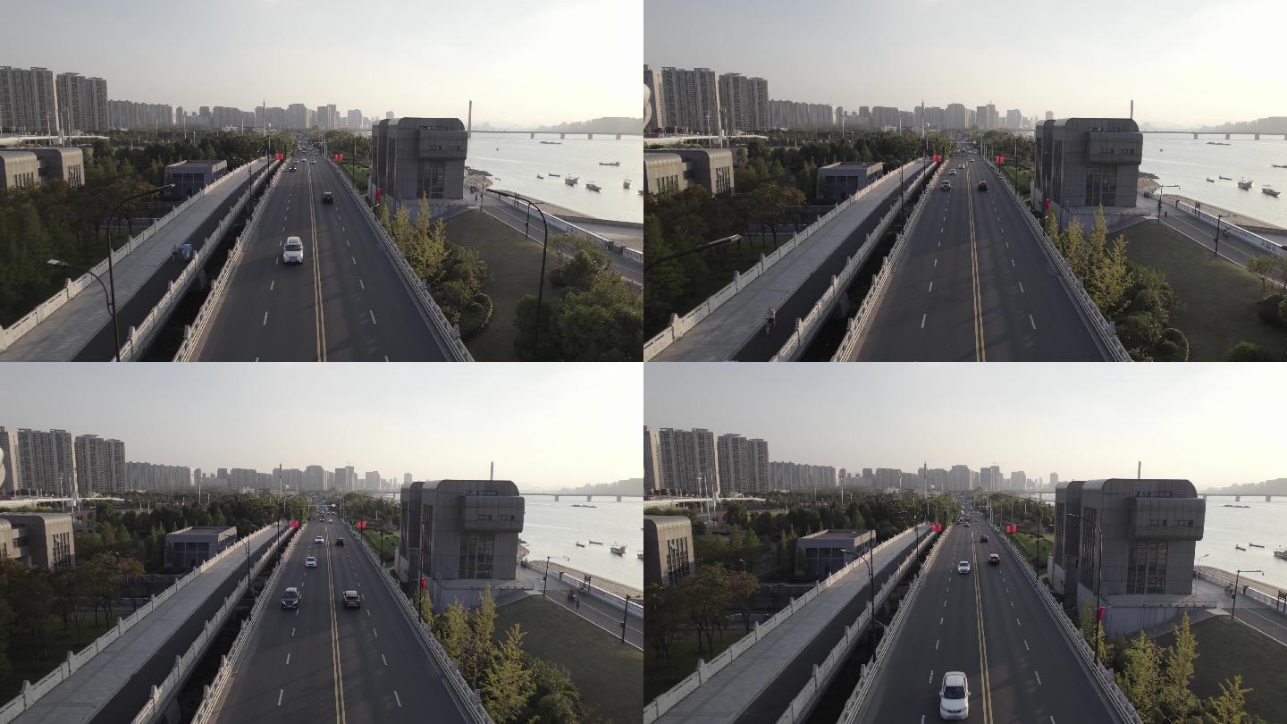 夕阳下的城市道路