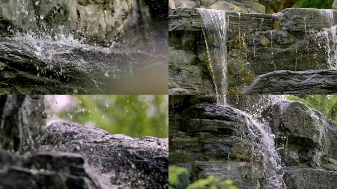 流水、瀑布、水珠、水帘、石头、水流