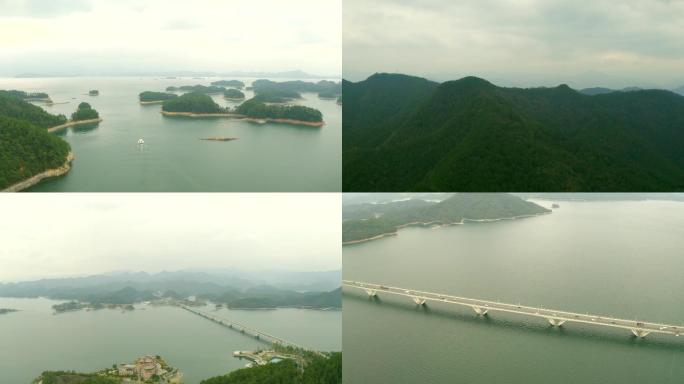 航拍千岛湖风景区新安江水库