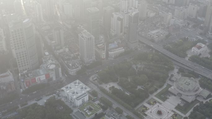 4K原素材-航拍上海市人民政府及城市全景
