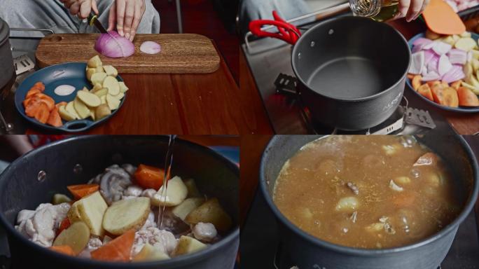 4K美食烹饪制作做菜烹调鸡肉咖喱鸡