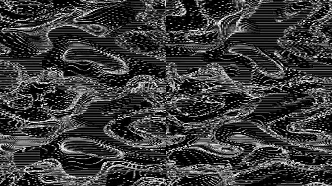 【4K时尚背景】黑白炫酷抽象几何图形躁波