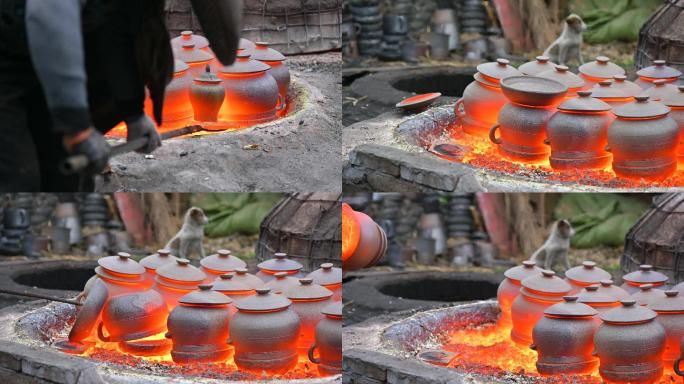 荥经砂器烧制传统土法技艺开窑上釉