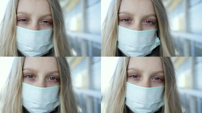 戴着口罩的女孩抗病毒抗传染预防措施口罩防