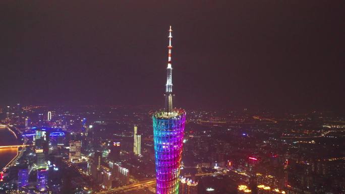 【4K原创】航拍环绕广州塔夜景