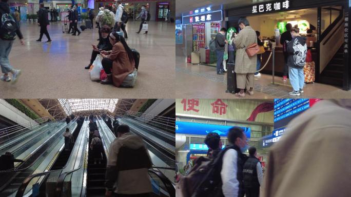 北京西客站火车站候车室旅客出差 旅行