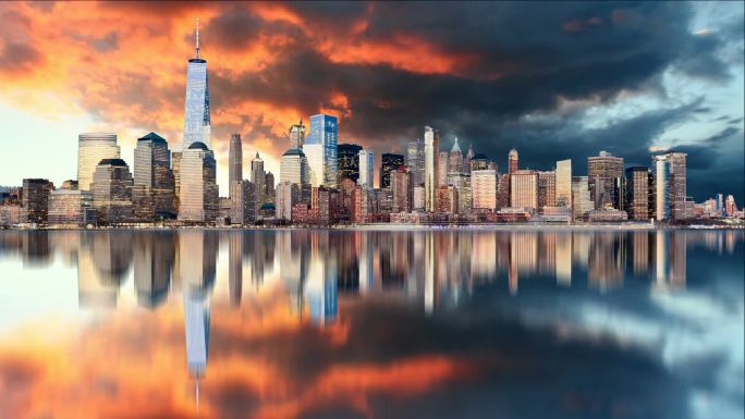 纽约日出时分的曼哈顿延时摄影