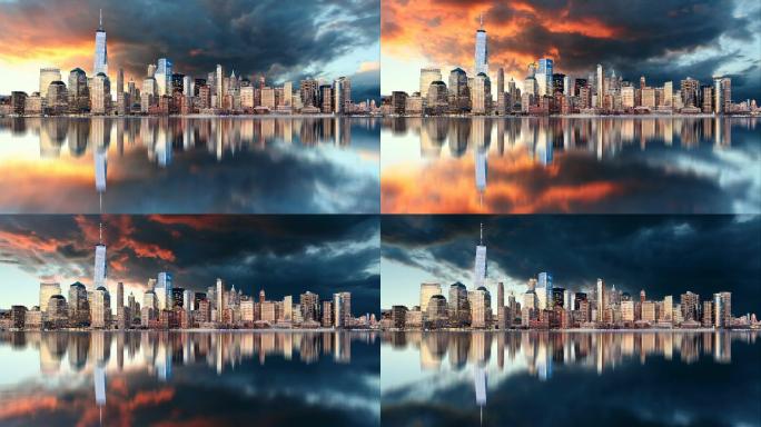 纽约日出时分的曼哈顿延时摄影