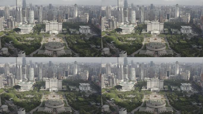 4K原素材-航拍上海市人民政府人民广场