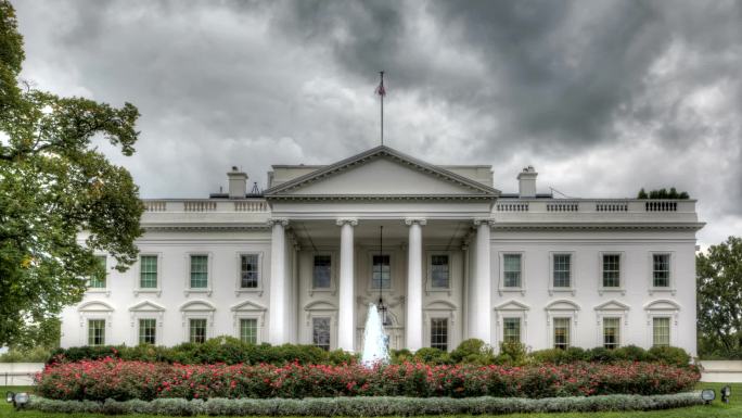 白宫上空的乌云美国国旗国外外国白宫外观