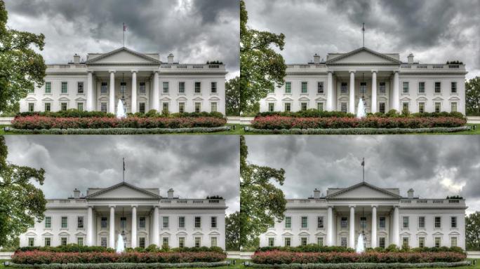 白宫上空的乌云美国国旗国外外国白宫外观
