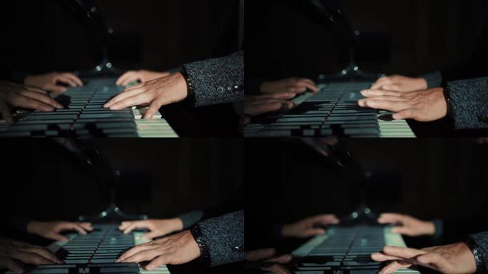 弹钢琴演奏表演黑白琴键灵活手指