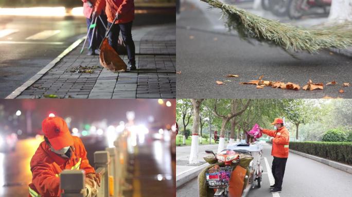 环卫工清扫街道