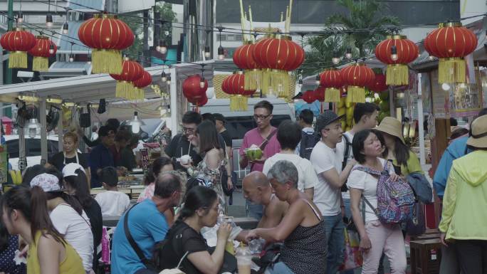 亚洲红灯笼市场春节元宵节人文拜年新年味年