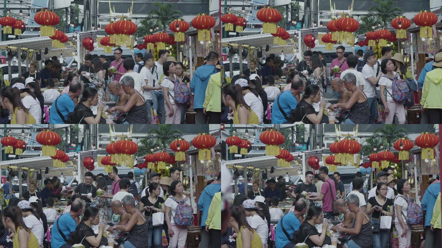 亚洲红灯笼市场春节元宵节人文拜年新年味年