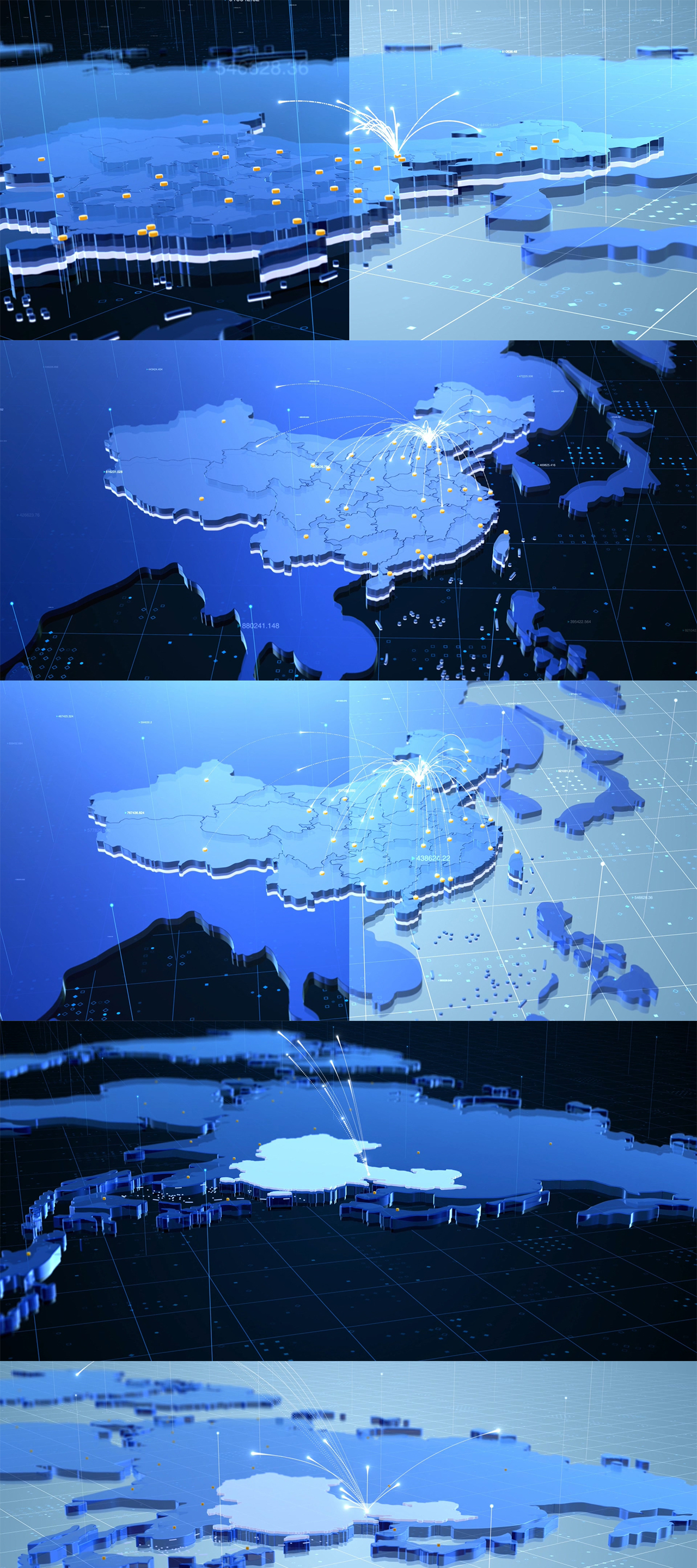 4k科技感中国世界区位辐射3d地图