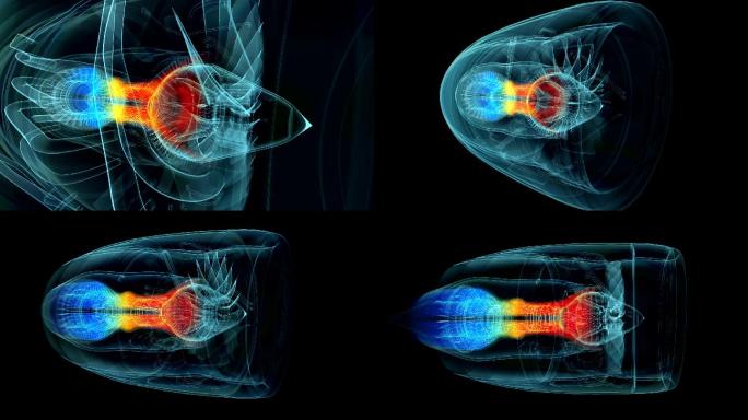 喷气发动机x射线蓝色透明带温度图