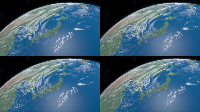 日本群岛在地球上，从外层空间鸟瞰