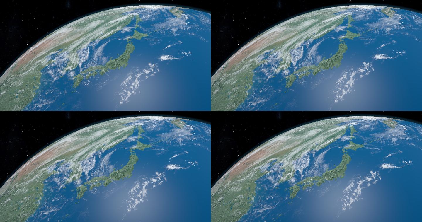 日本群岛在地球上，从外层空间鸟瞰