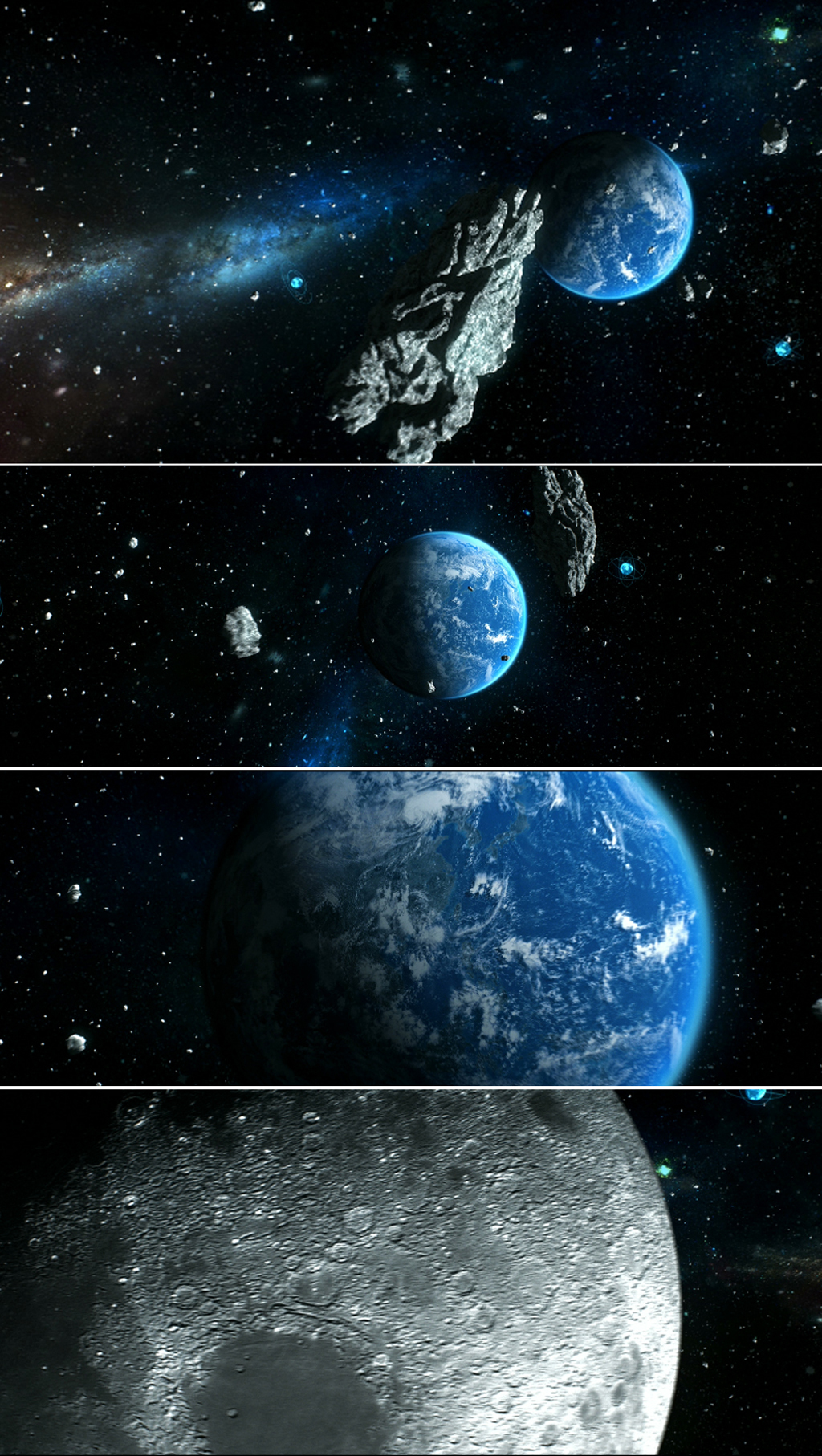 写实太空宇宙陨石穿地球