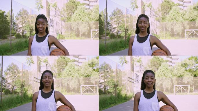 自信的女子篮球运动员