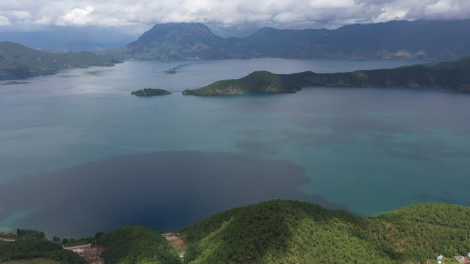 泸沽湖航拍原素材