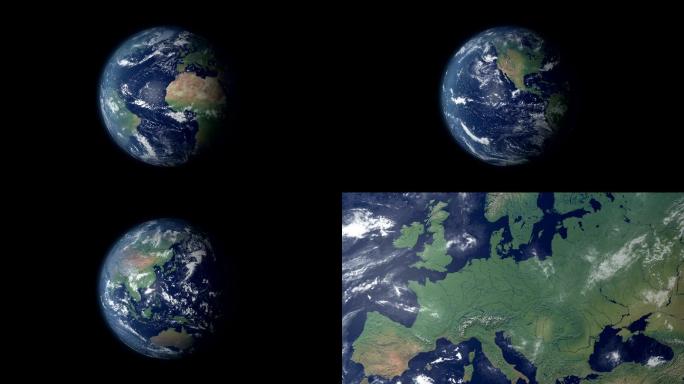 以英国为中心的地球360度旋转和变焦