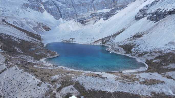 稻城亚丁五色湖航拍实景风景宣传视频