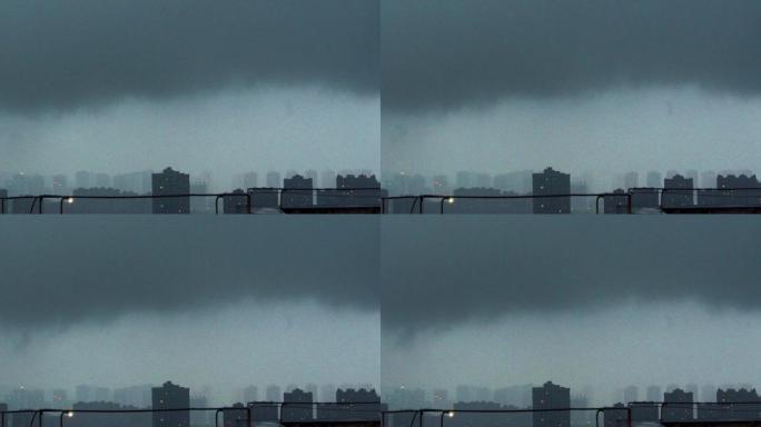 城市阴云密布城市下雨天阴暗潮湿