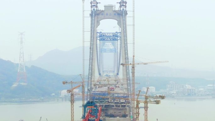 扬州镇江江宜高速五峰山长江大桥建设航拍
