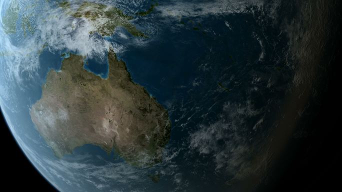 环绕澳大利亚和新西兰的3D动画