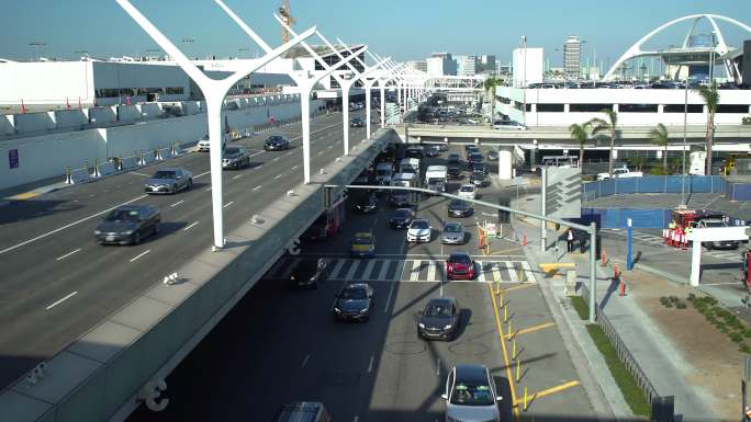 洛杉矶国际机场国外外国街道街头街景车流行