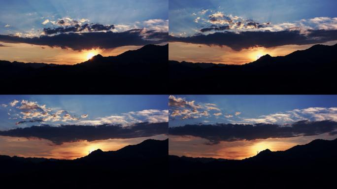 山间夕阳剪影
