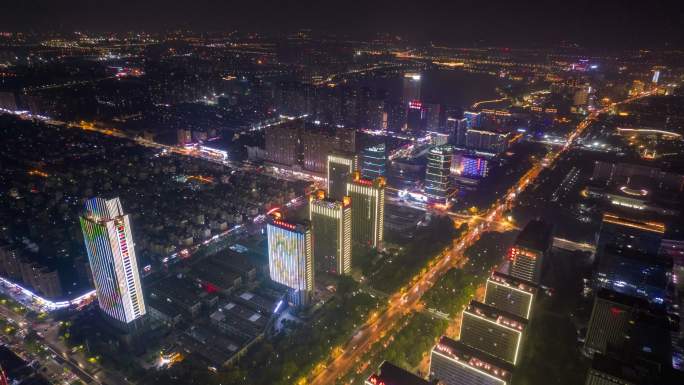 绍兴柯桥楼宇夜景延时4K