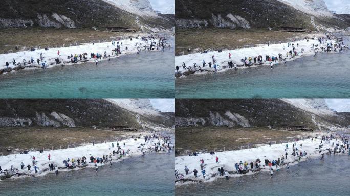 稻城亚丁牛奶湖航拍实景风景宣传视频