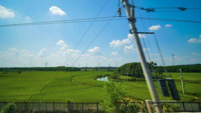 动车高铁火车窗外风景 沿途风光