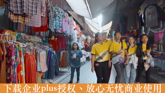 泰国旅游视频泰国商业街自由市场步行街