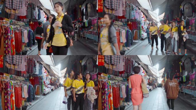 泰国旅游视频泰国商业街自由市场步行街