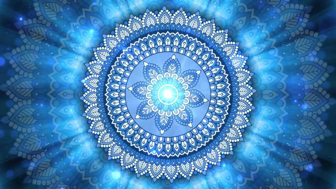 蓝色粒子光线民族花纹无缝循环