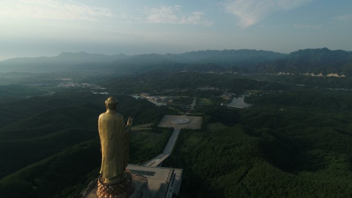 鲁山大佛 佛泉寺航拍古建筑